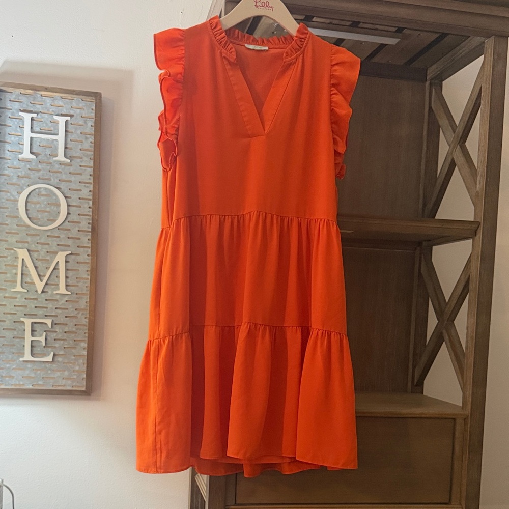 Jade Bright Orange Ruffle Sleeve Top